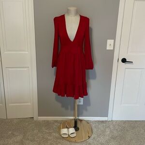 Red Long Sleeve Mini Dress